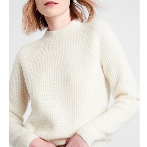 Banana Republic Sweaters - SOLD Banana Republic Aire Waffle Knit Wool Blend Sweater winter White Ivory Sz S